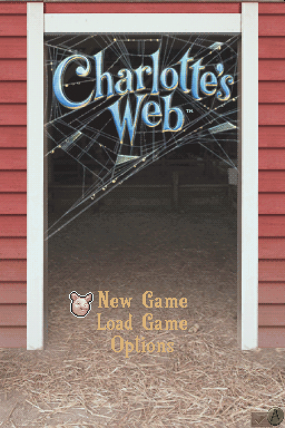 Charlotte's Web start screen for Nintendo DS (DS) family adventure video game