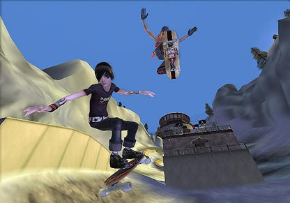 Tony Hawk's Downhill Jam for PlayStation 2 skateboarding racing game fast paced downhill courses trick combos arcade style multiplayer modes gameplay