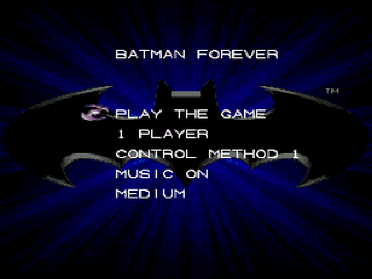 Batman Forever title screen for Sega Genesis (GEN) video game
