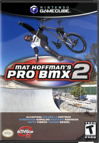Matt Hoffman’s Pro BMX 2 GameCube GC video game, extreme sports, BMX racing and tricks, multiplayer, action sports gameplay, Nintendo GameCube title front cover