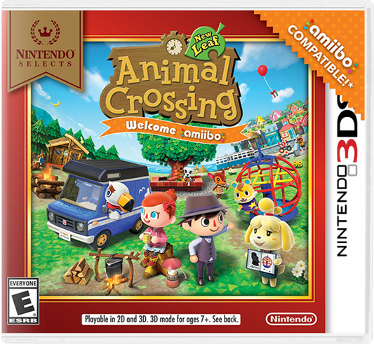 Animal Crossing: New Leaf Welcome Amiibo [Nintendo Selects] cover art for Nintendo 3DS video game, life simulation, village building, collectible Amiibo support, handheld console title