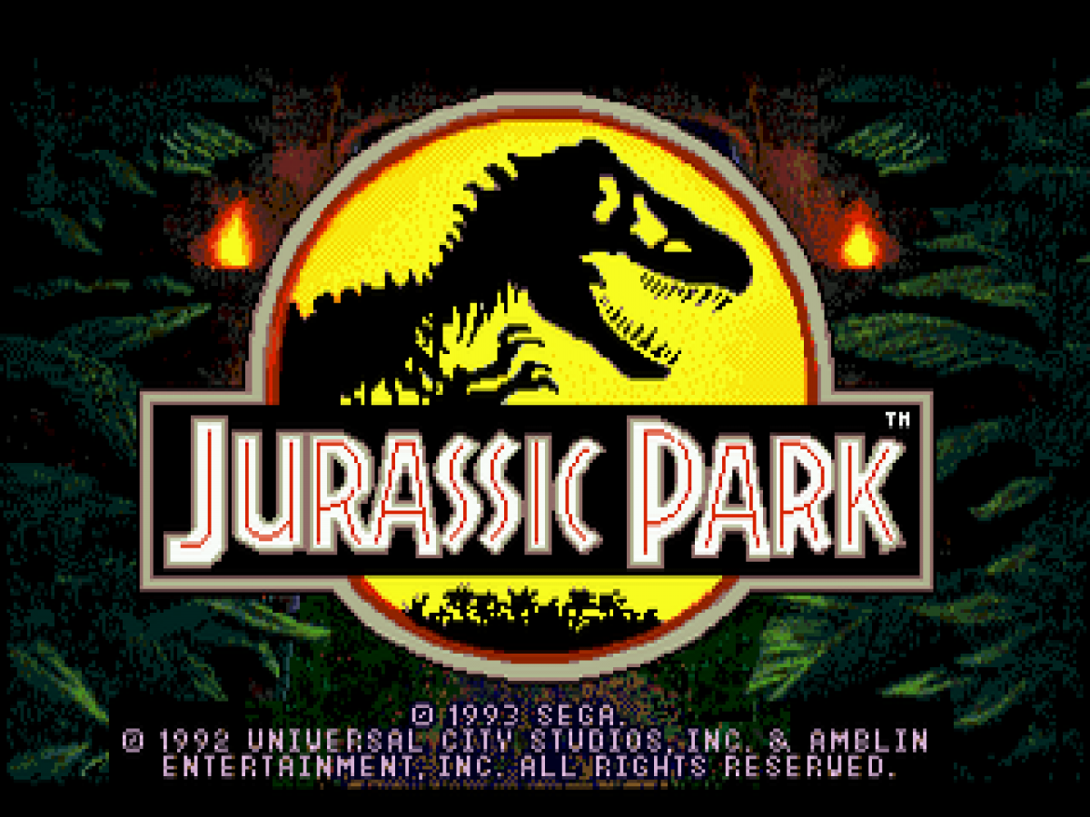 Jurassic Park title screen for Sega Genesis (GEN) video game