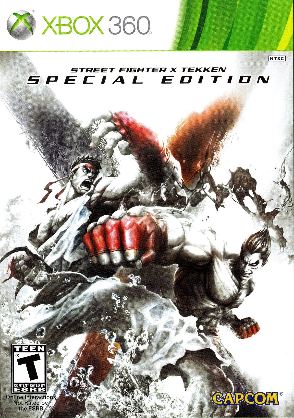 Street Fighter X Tekken Special Edition Xbox 360 X360 for fighting video game fans featuring Street Fighter and Tekken characters crossover battles Ryu Ken Chun Li Kazuya Jin intense 2D combat tag team matches special moves combos and competitive multiplayer gameplay collectible gaming appeal front cover art