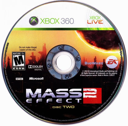Mass Effect 2 disc for Xbox 360 (X360) sci-fi action role-playing video game