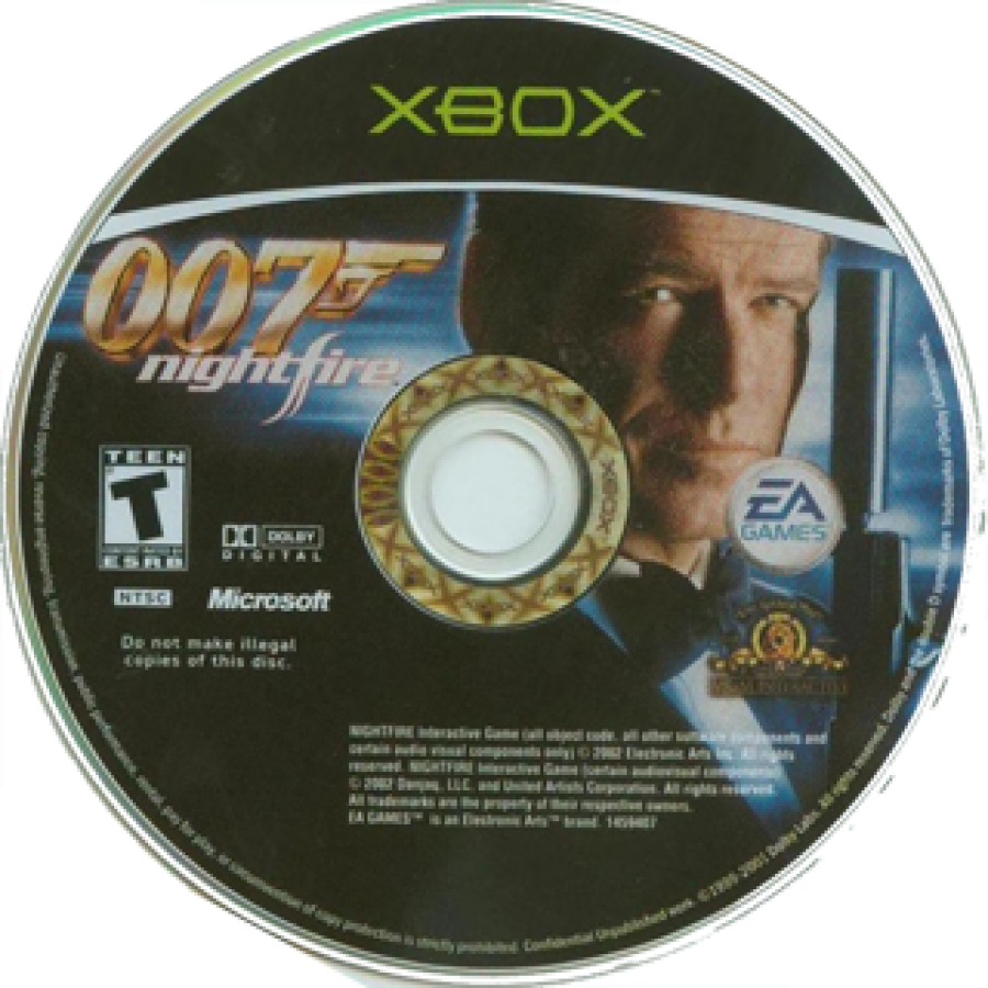 007 Nightfire Xbox game featuring first-person shooter action, espionage missions, and cinematic James Bond adventure gameplay disc