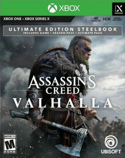 Assassins Creed Valhalla Ultimate Edition Xbox Series X video game Assassins Creed open world action RPG Viking combat exploration stealth gameplay console title Xbox Series X release cover art