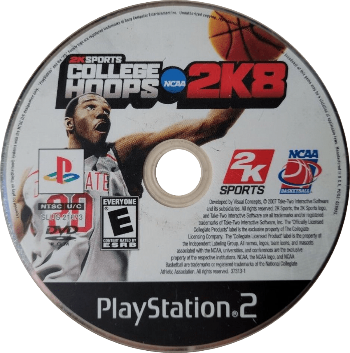 College Hoops 2K8 disc art for Playstation 2 (PS2) sports video game