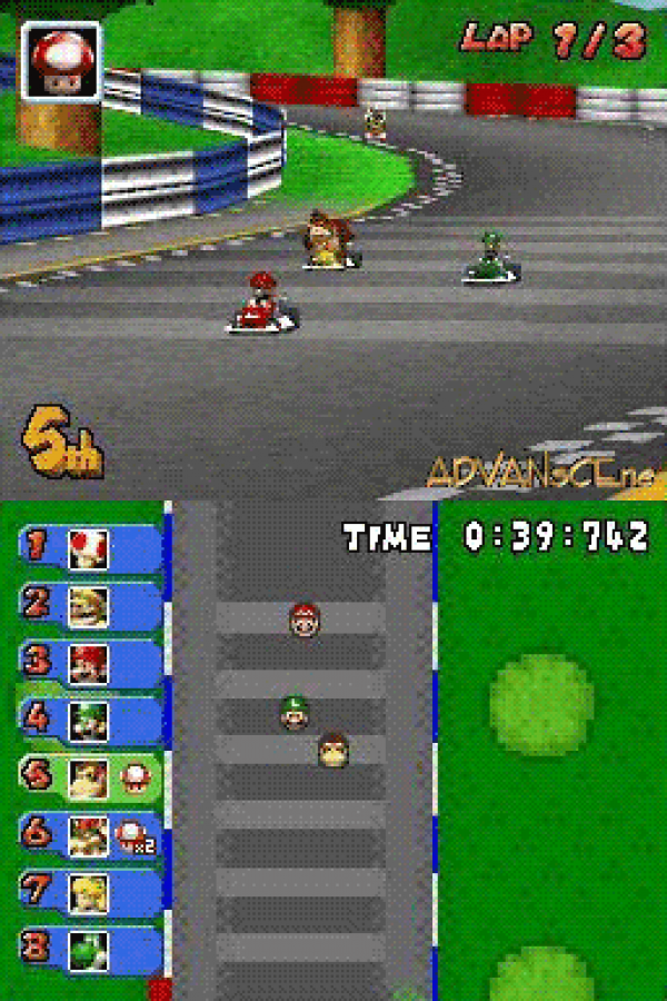 Mario Kart DS gameplay for Nintendo DS (DS) kart racing video game