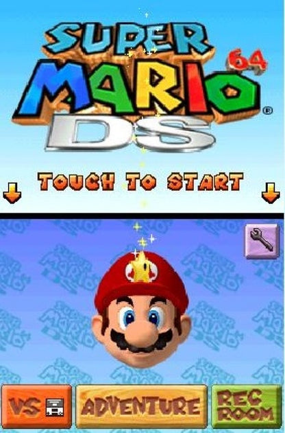 Super Mario 64 DS home screen for Nintendo DS (DS) 3D platformer video game