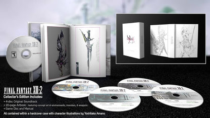 Retro Final Fantasy XIII 2 PS3 inspired design featuring futuristic JRPG fantasy aesthetic HD era time travel adventure Lightning and Serah sci fi worlds cinematic storytelling fast paced battle system nostalgic Square Enix role playing presentation