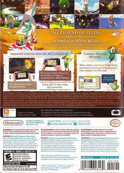 The Legend of Zelda Wind Waker HD [Nintendo Selects] back cover art for video game