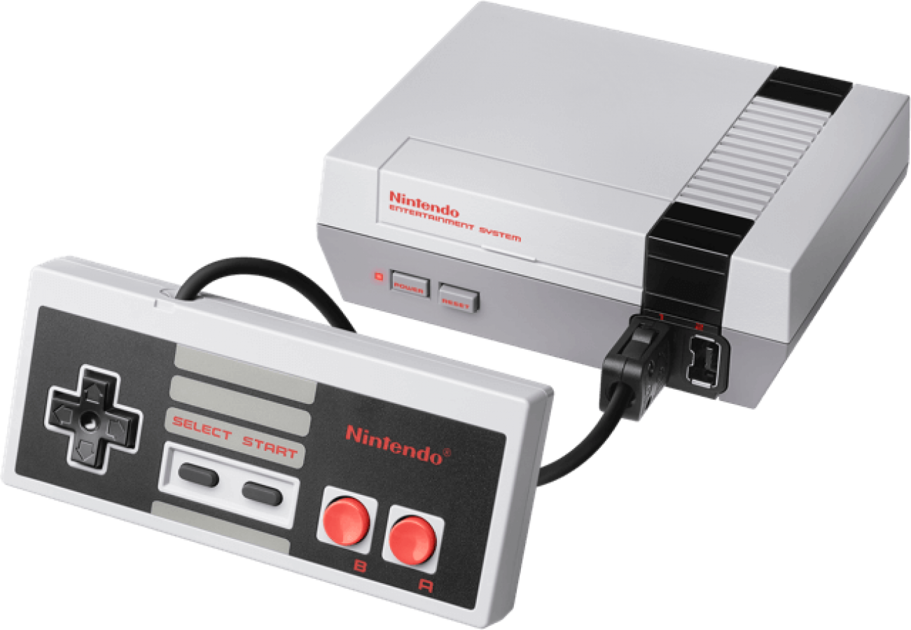 Nintendo Entertainment System Classic Edition NES Classic mini console, complete in box CIB, two controllers included, retro gaming system with preloaded classic games with included controller plugged in