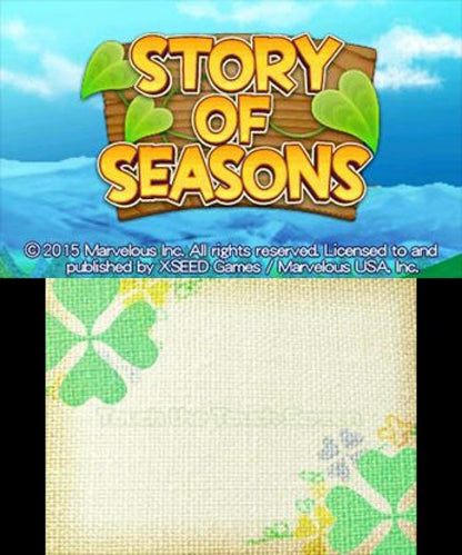 Story of Seasons start screen for Nintendo 3DS (3DS) farming simulation role-playing video game
