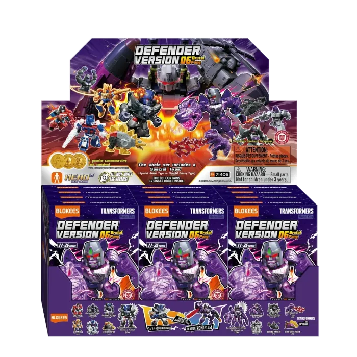 Blokees Transformers Defender Version 06 blind box collectible mini action figure snap fit robot toy Decepticon Autobot character detailed poseable display piece for fans