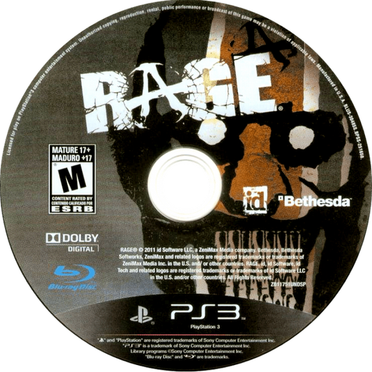 Rage [Anarchy Edition] disc for PlayStation 3 (PS3) video game