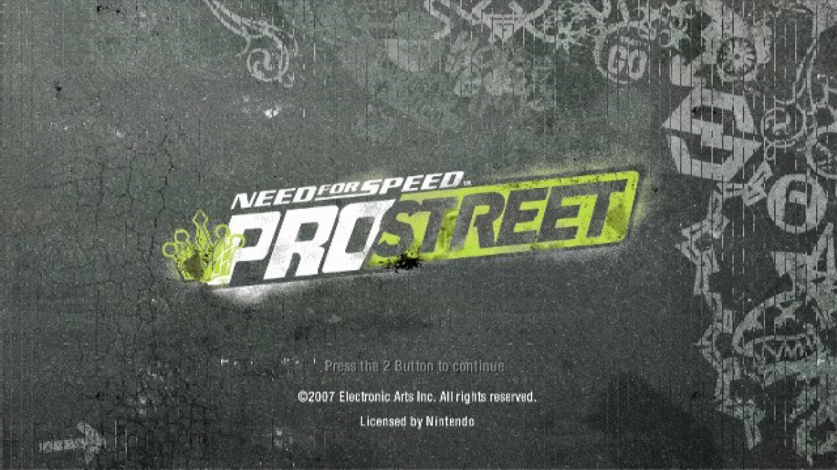 Need for Speed: ProStreet title screen for Nintendo Wii (Wii) street racing motorsport simulation video game 