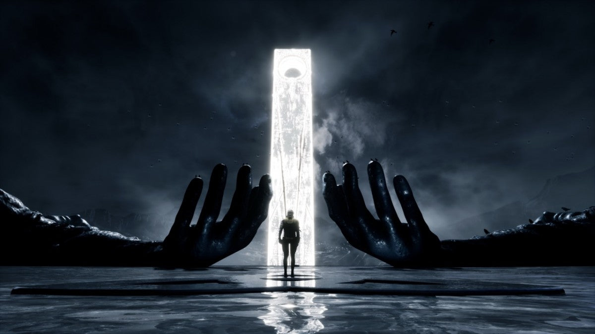 Karma: The Dark World [Limited Edition][Import] for PlayStation 5 (PS5) at Gamers INC, featuring a psychological first-person horror experience in a dystopian 1984 where you dive into the memories of suspects to uncover dark secrets and navigate a surreal, mind-bending reality within the Bureau of Thought gameplay screenshot