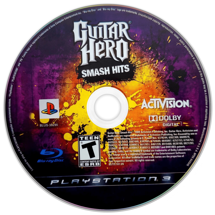 Guitar Hero Smash Hits disc for PlayStation 3 (PS3) video game