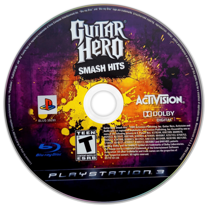 Guitar Hero Smash Hits disc for PlayStation 3 (PS3) video game