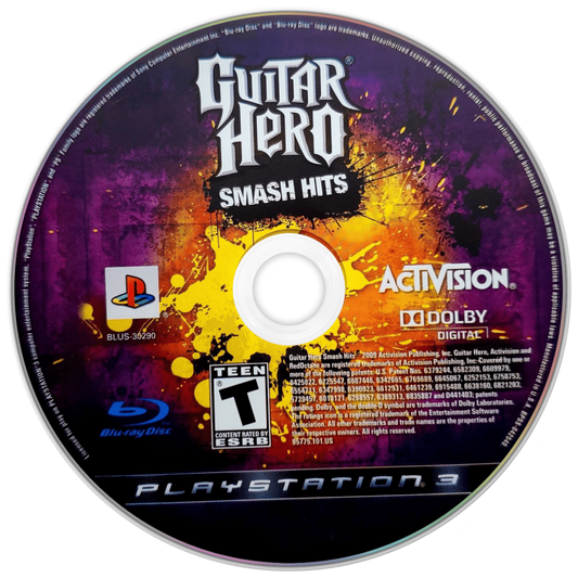 Guitar Hero Smash Hits disc for PlayStation 3 (PS3) video game
