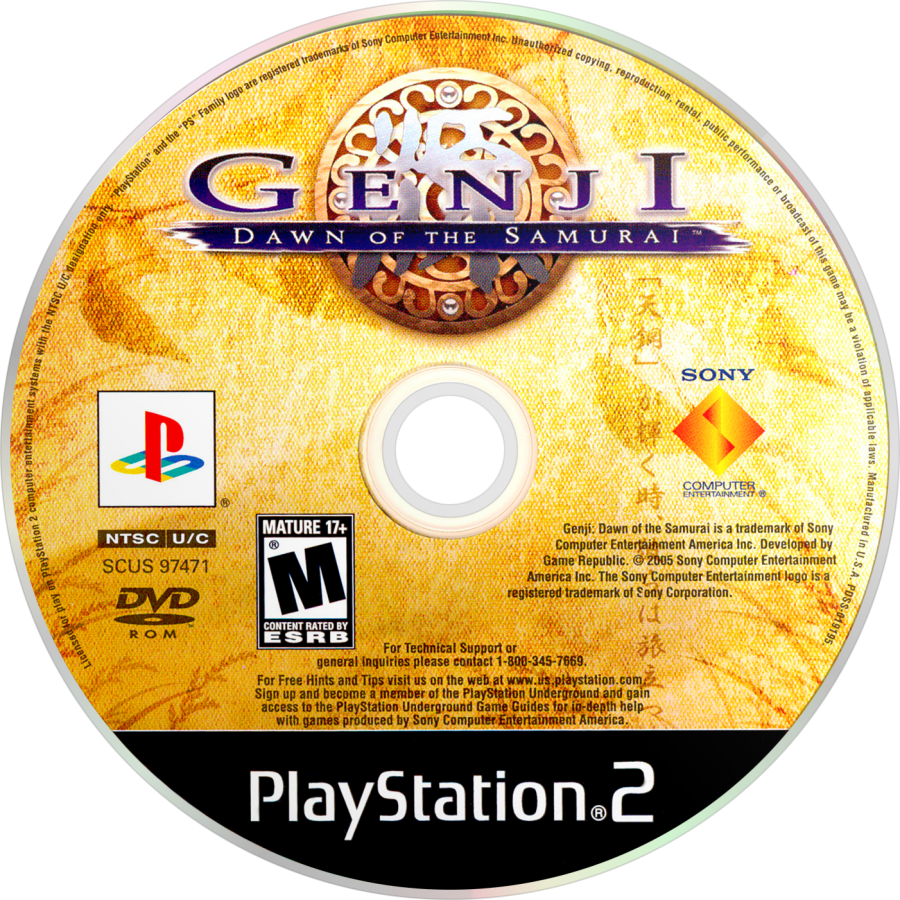 Genji Dawn of the Samurai PS2 PlayStation 2 action adventure samurai game retro video game disc
