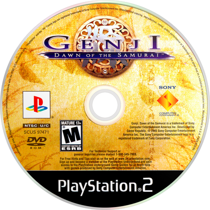 Genji Dawn of the Samurai PS2 PlayStation 2 action adventure samurai game retro video game disc