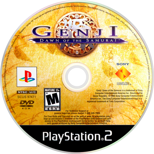 Genji Dawn of the Samurai PS2 PlayStation 2 action adventure samurai game retro video game disc