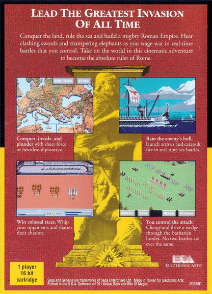 Centurion Defender of Rome Sega Genesis retro video game strategy simulation back of case (1991)