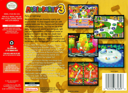 Mario Party 3 back cover art for Nintendo 64 (N64) video game
