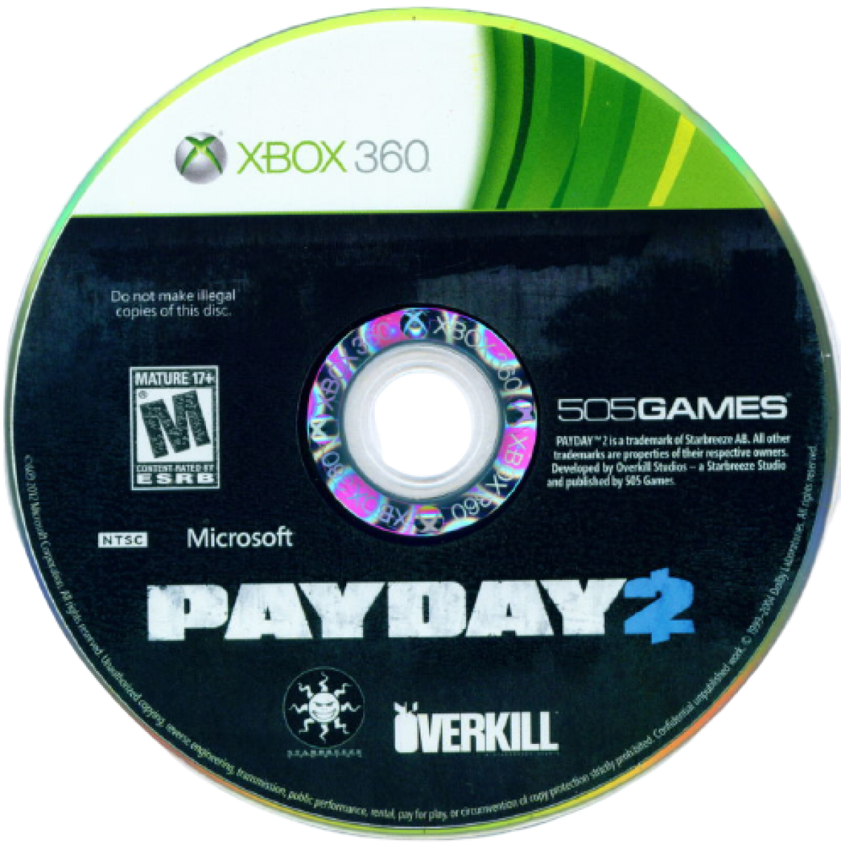 Payday 2 Xbox 360 game featuring cooperative heist gameplay, strategic first-person shooter action, and multiplayer crime missions disc