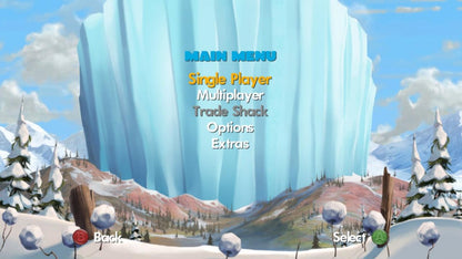 Ice Age: Dawn of the Dinosaurs start screen for Xbox 360 (X360) action-adventure platformer video game