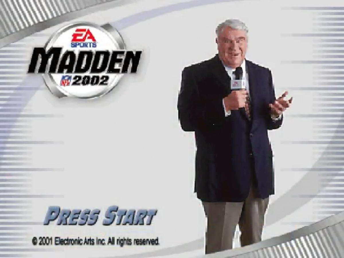 Madden NFL 2002 title screen for Nintendo 64 (N64) video game