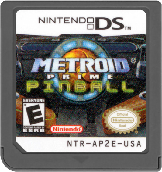 Metroid Prime Pinball game for the Nintendo DS featuring pinball style gameplay with Metroid themed tables boss battles power ups and fast paced arcade action using touch controls cartridge