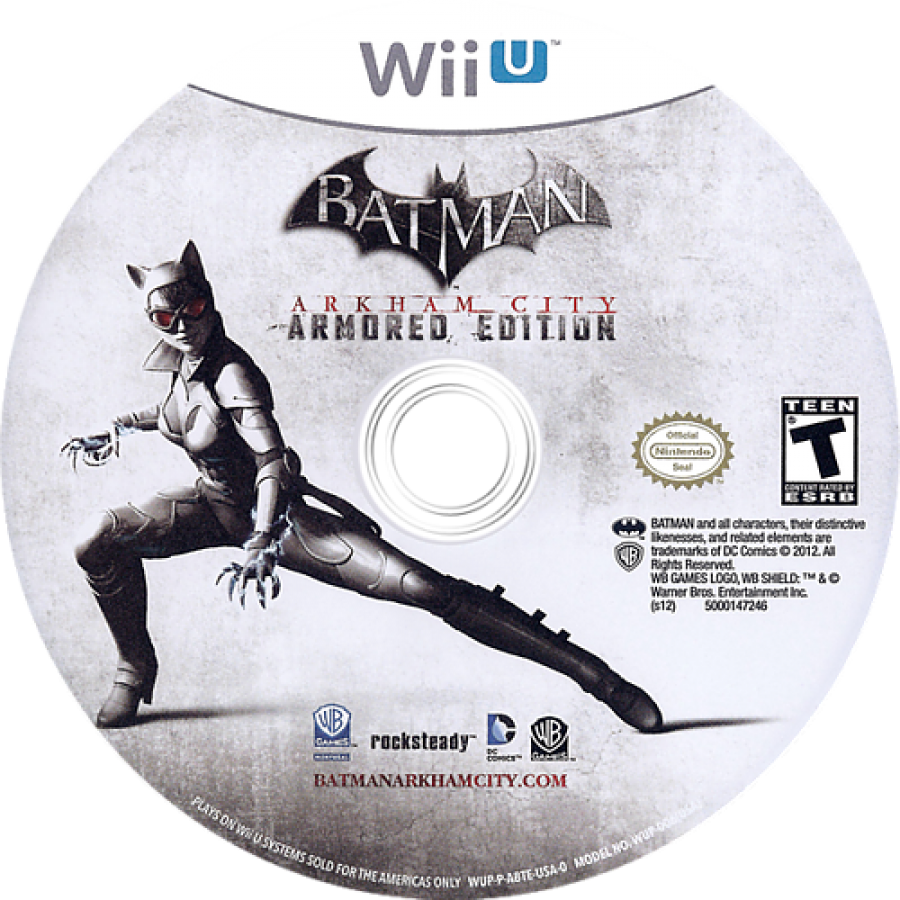 Batman: Arkham City [Armored Edition] disc art for Nintendo Wii U (WiiU) video game 