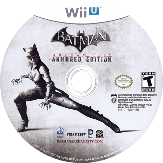 Batman: Arkham City [Armored Edition] disc art for Nintendo Wii U (WiiU) video game 