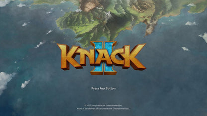 Knack II – PlayStation 4 (PS4) video game title screen, 3D platformer action-adventure game.