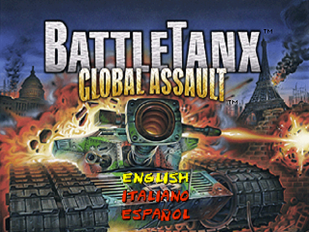 Battletanx: Global Assault home screen for PlayStation 1 (PS1) retro video game
