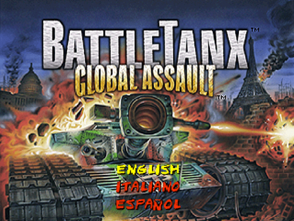 Battletanx: Global Assault home screen for PlayStation 1 (PS1) retro video game