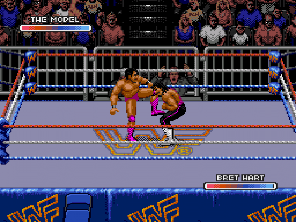 WWF Royal Rumble retro Sega Genesis video game featuring wrestling combat gameplay, WWE superstar battles, multiplayer match action and classic Genesis entertainment - gameplay
