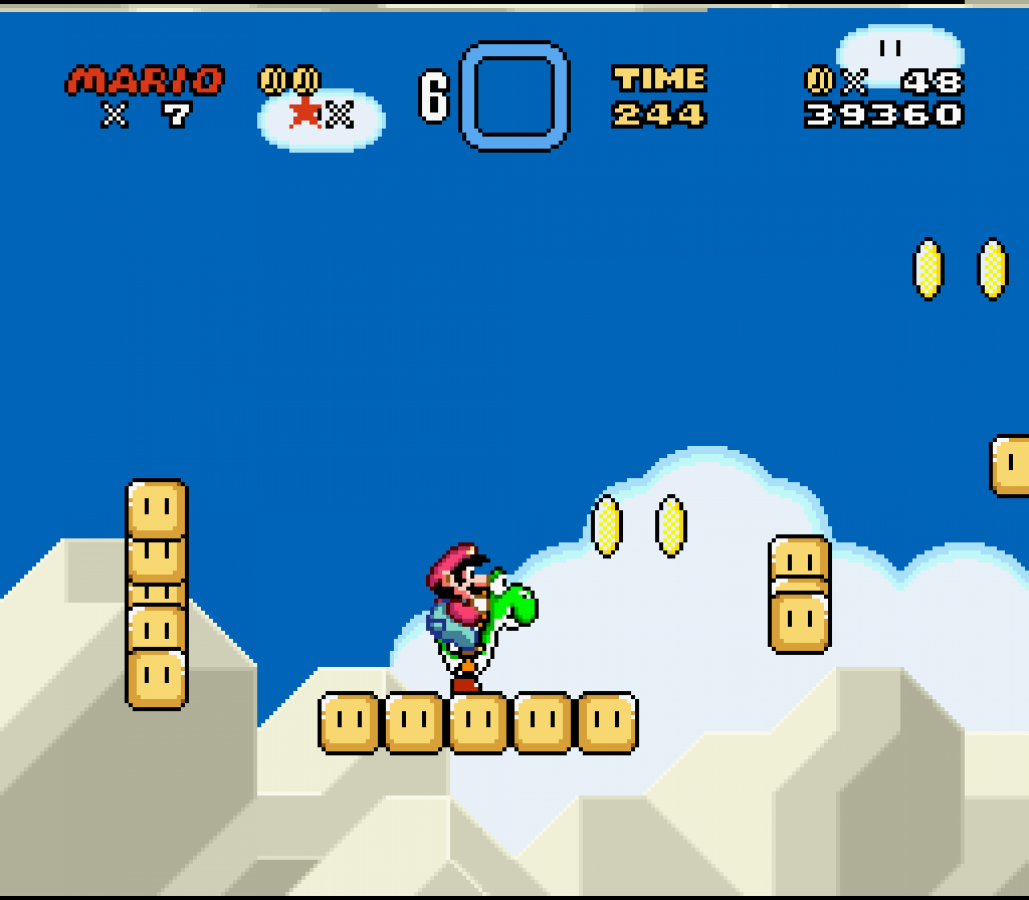 Super Mario World gameplay for Super Nintendo Entertainment System (SNES) retro video game