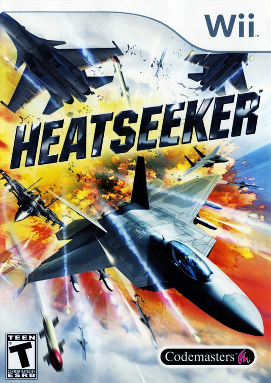 Heatseeker Nintendo Wii for flight combat video game fans featuring modern jet fighter missions fast paced aerial dogfights realistic military aircraft explosive air to air combat cinematic campaign motion controls arcade style flying action collectible gaming appeal front cover art