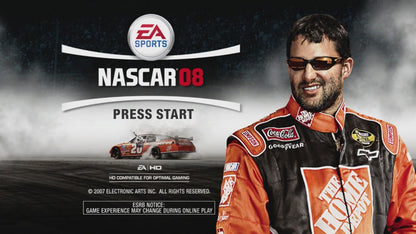 NASCAR 08 start screen for Xbox 360 (X360) sports racing video game