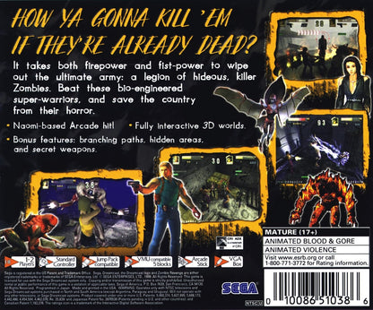 Zombie Revenge Sega Dreamcast retro video game beat em upback of case