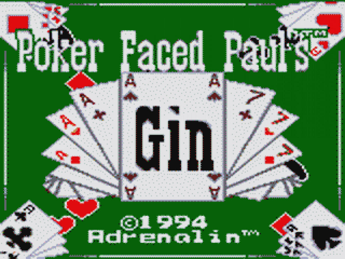 Poker Face Paul's: Gin title screen for Sega Game Gear (GG) video game