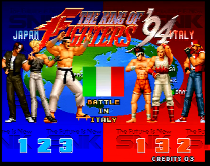 The King of Fighters 94 Japan Import Neo Geo AES team-based 3v3 arcade fighting game original KOF title with Kyo Rugal and SNK's classic sprite art, tested working complete Japanese gameplay