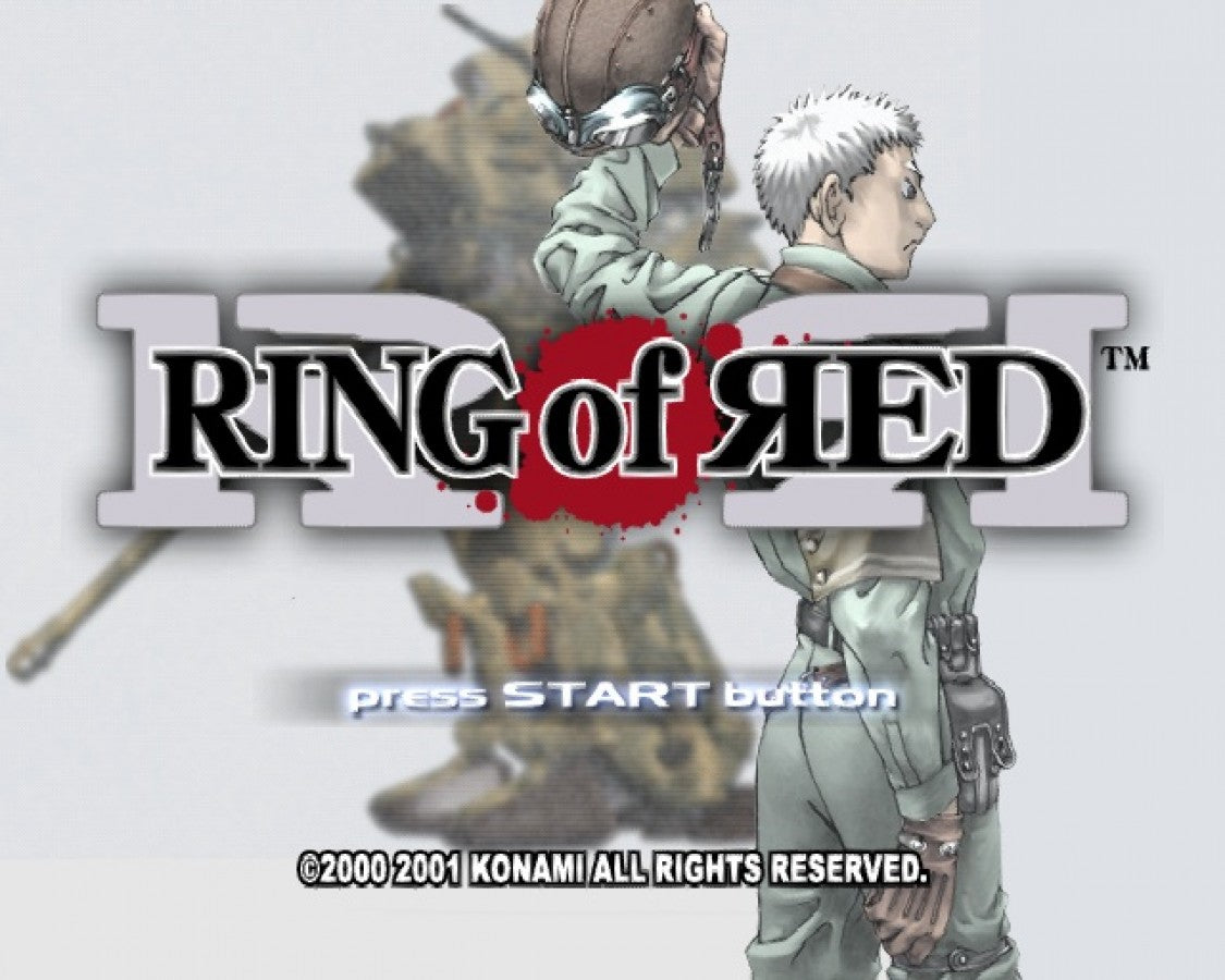 Ring of Red – PlayStation 2 (PS2) video game title screen, tactical turn-based strategy game.