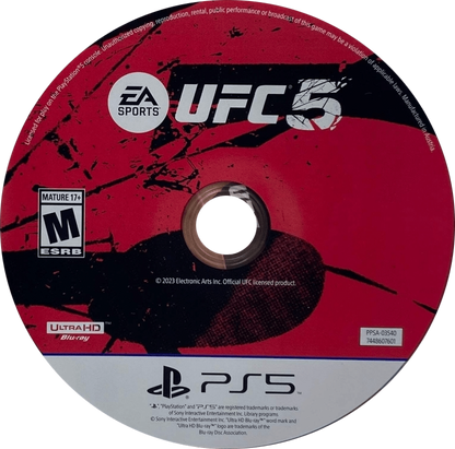 EA Sports UFC 5 disc for PlayStation 5 (PS5) mixed martial arts fighting video game