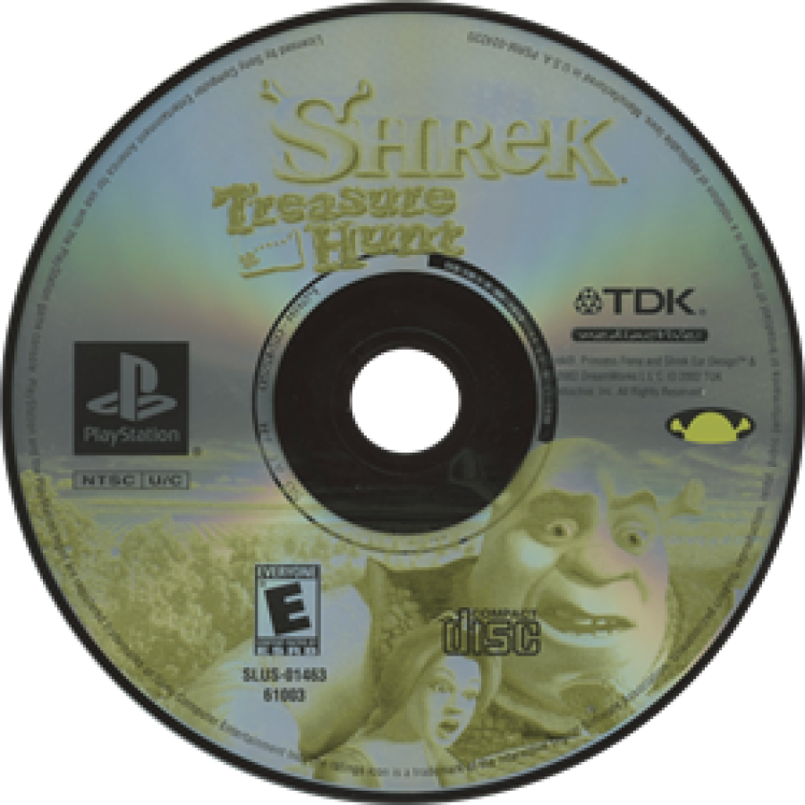 Shrek: Treasure Hunt disc for PlayStation 1 (PS1) family adventure video game