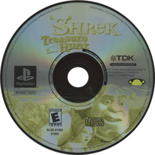 Shrek: Treasure Hunt disc for PlayStation 1 (PS1) family adventure video game