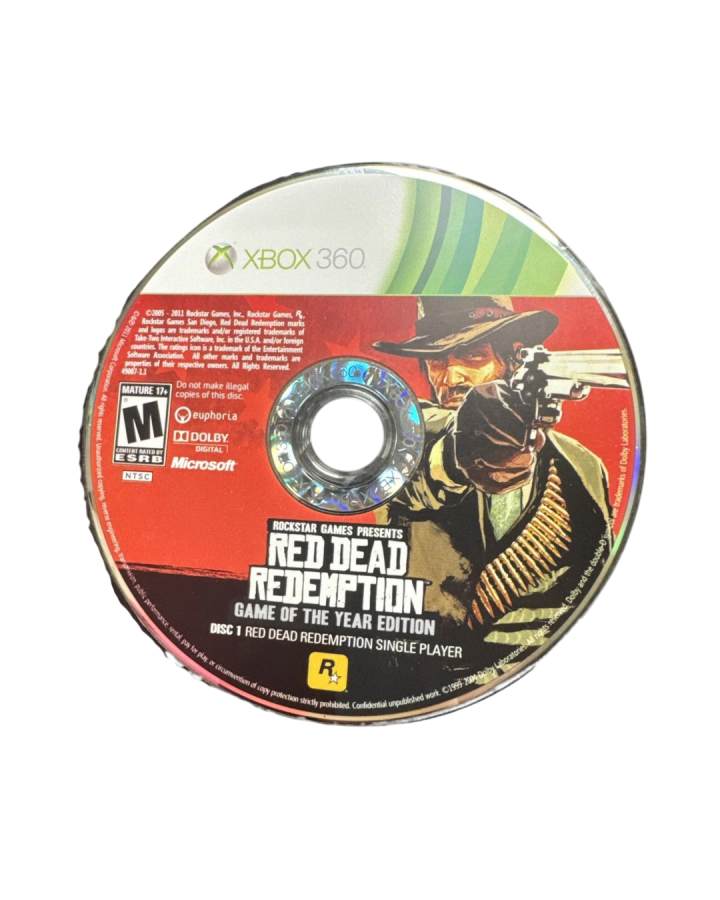 Red Dead Redemption Game of the Year Edition disc cover art for Xbox One and Xbox 360